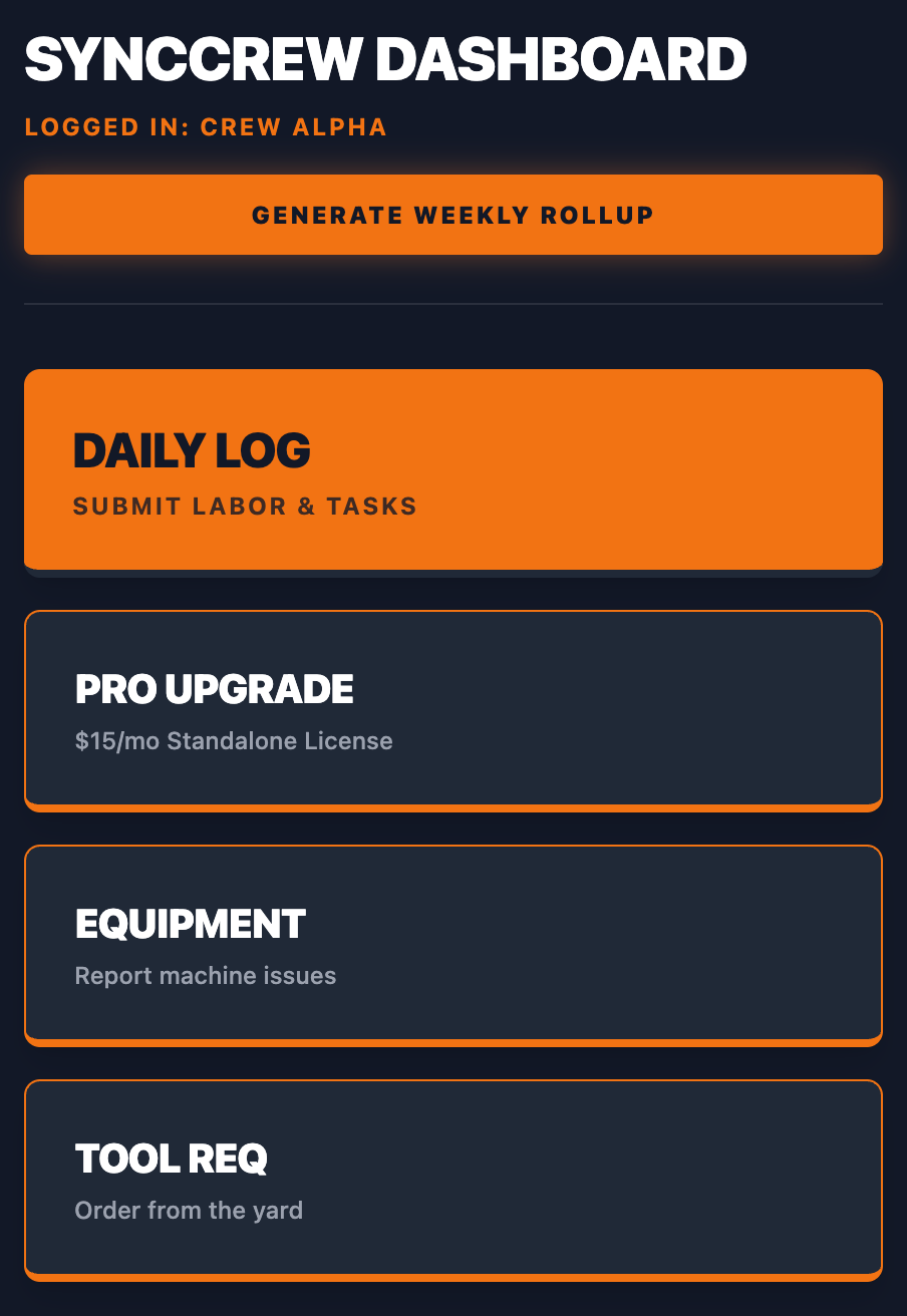 SyncCrew Mobile Interface